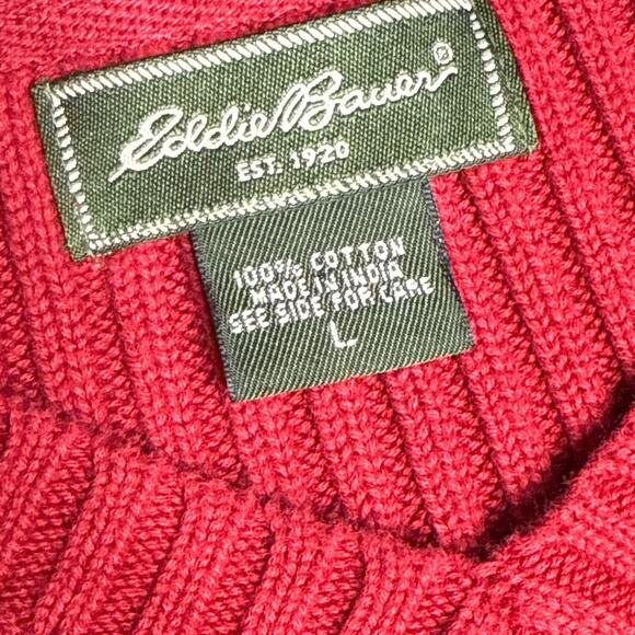 Eddie Bauer Men Sweater Size Large Maroon Pullover Pima Cotton Outdoors winter - Picture 7 of 8
